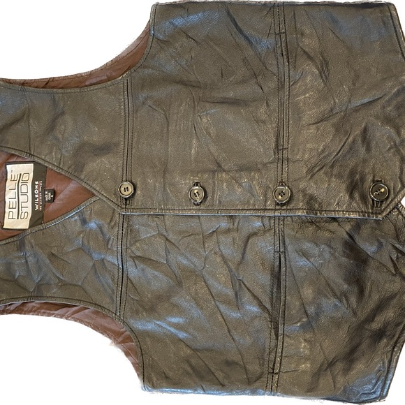 Wilsons Leather Black Vest Mens Small Motorcycle Moto Biker 4 Button - Picture 8 of 8